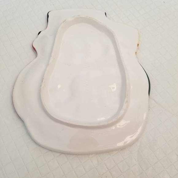 Christmas Holiday Frosty Snowman Platter Serving Cookie Plate 9" H x  7.5" Wide - Picture 5 of 5